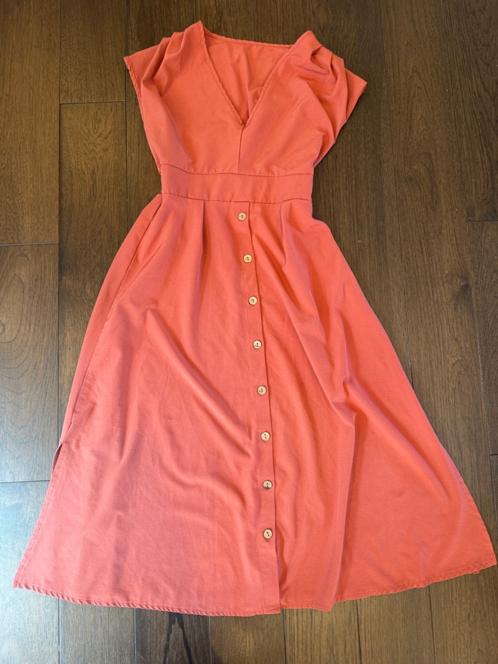Temu V-Neck Button Waist Dress Medium - C19-033 - Picture 2 of 8